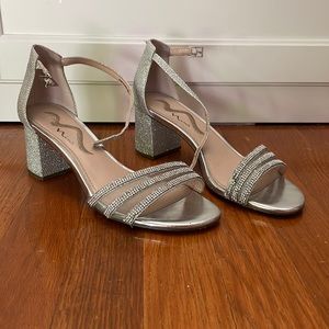 silver sparkly prom heels